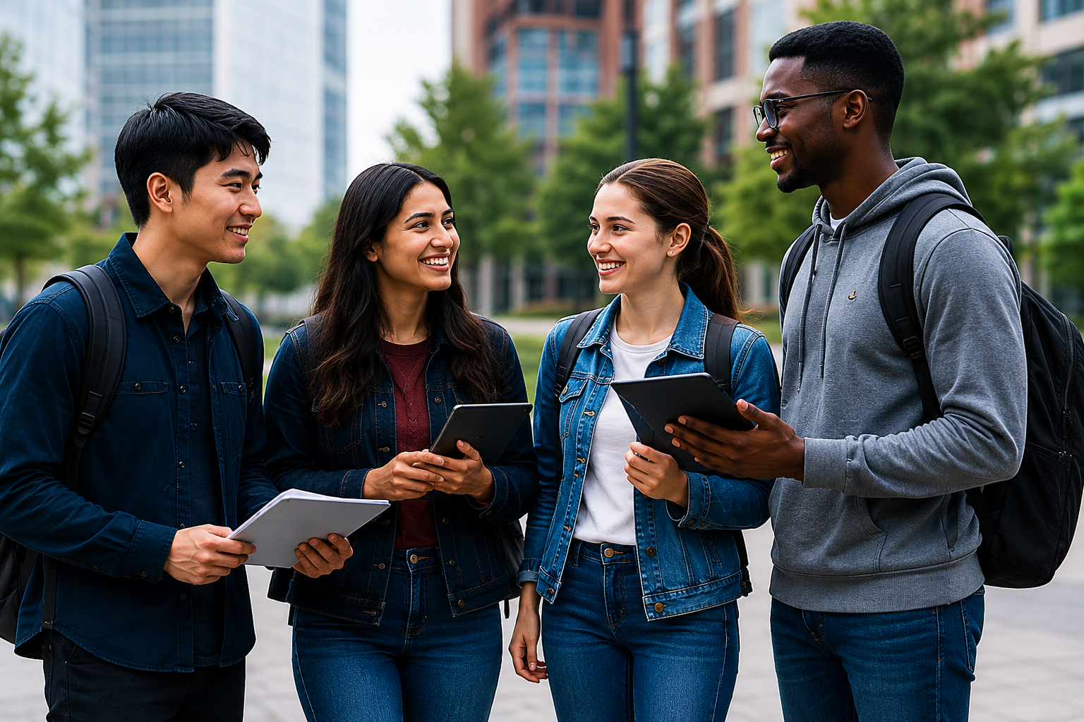 International students on campus